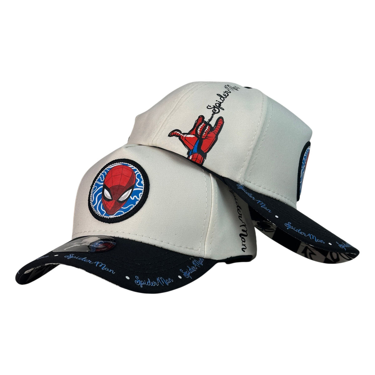 Gorra Marvel Beige con Visera Negra y Parche Frontal de Spider-Man.