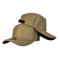 Gorra Full Caps Café Claro en Gamuza con Estampado Frontal FC y Bordado Dorado en Visera.