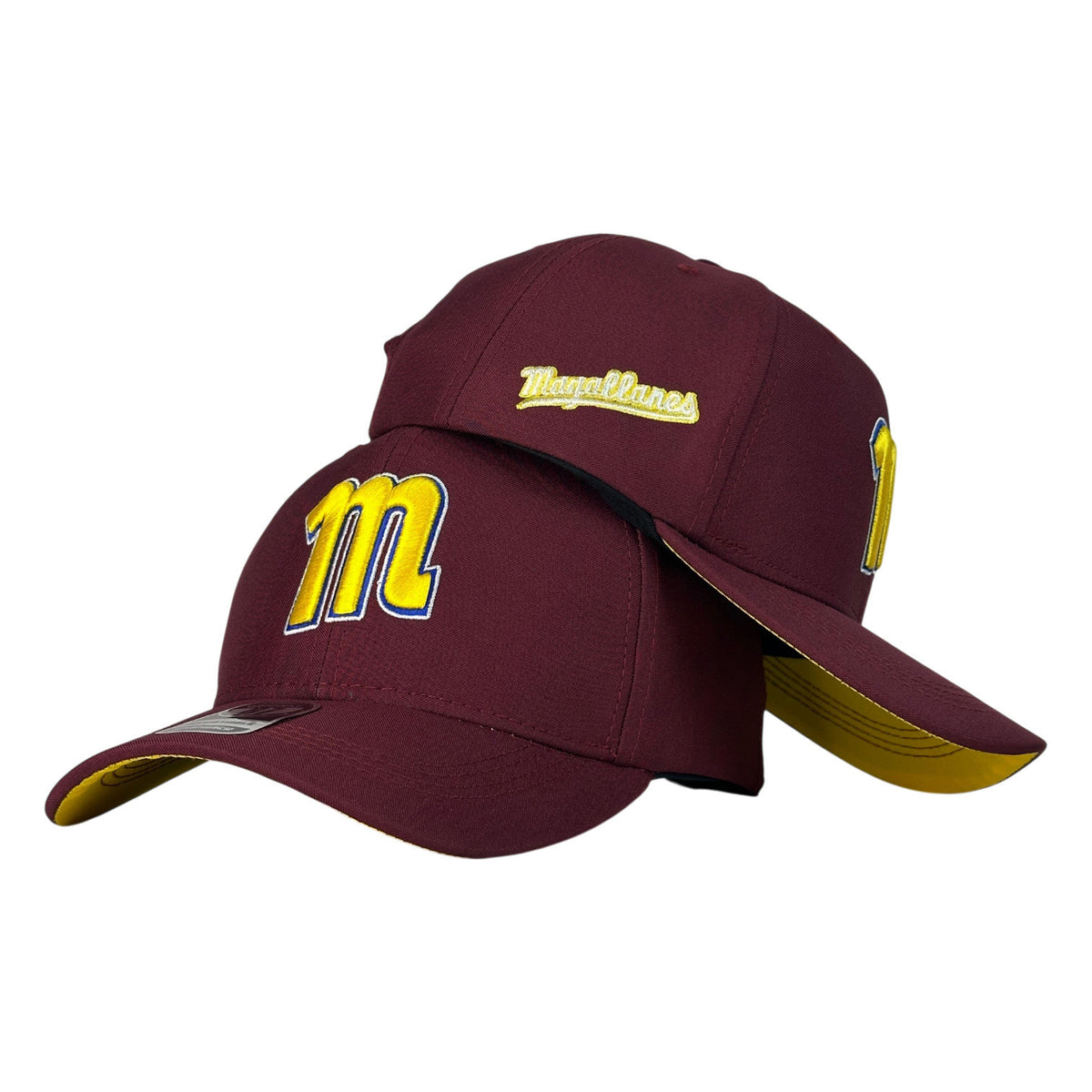 Gorra Venezuela Vinotinto con Bordado Frontal Amarillo y Subvisera Amarilla.