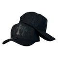 Gorra Full Caps Negra en Gamuza con Parches de Cruces y Pedrería.