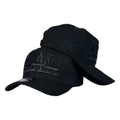 Gorra Full Caps Negra con Bordado Frontal LA en Relieve y Detalles de Pedrería.