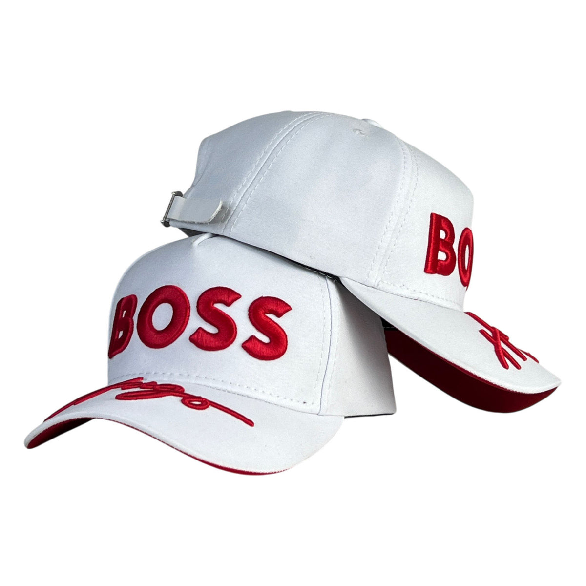 Gorra Hugo Boss Blanca con Bordado en Relieve y Cierre de Cuero.