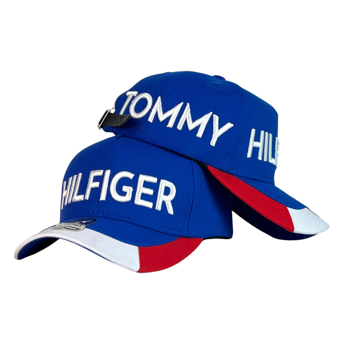 Gorra Tommy Azul con Bordado en Relieve y Cierre de Cuero.
