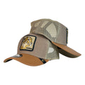 Gorra Goorin Beige con Visera Miel y Bordado de Guepardo.