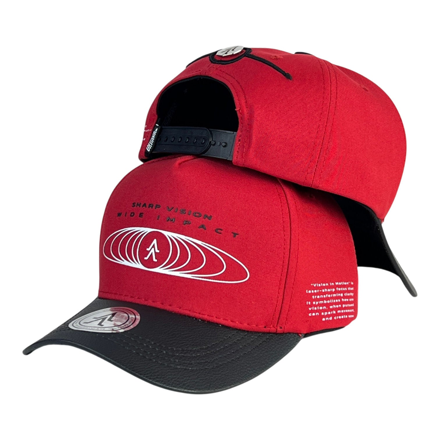 Gorra Alevate Roja en Cuero con Visera Negra y Estampado.