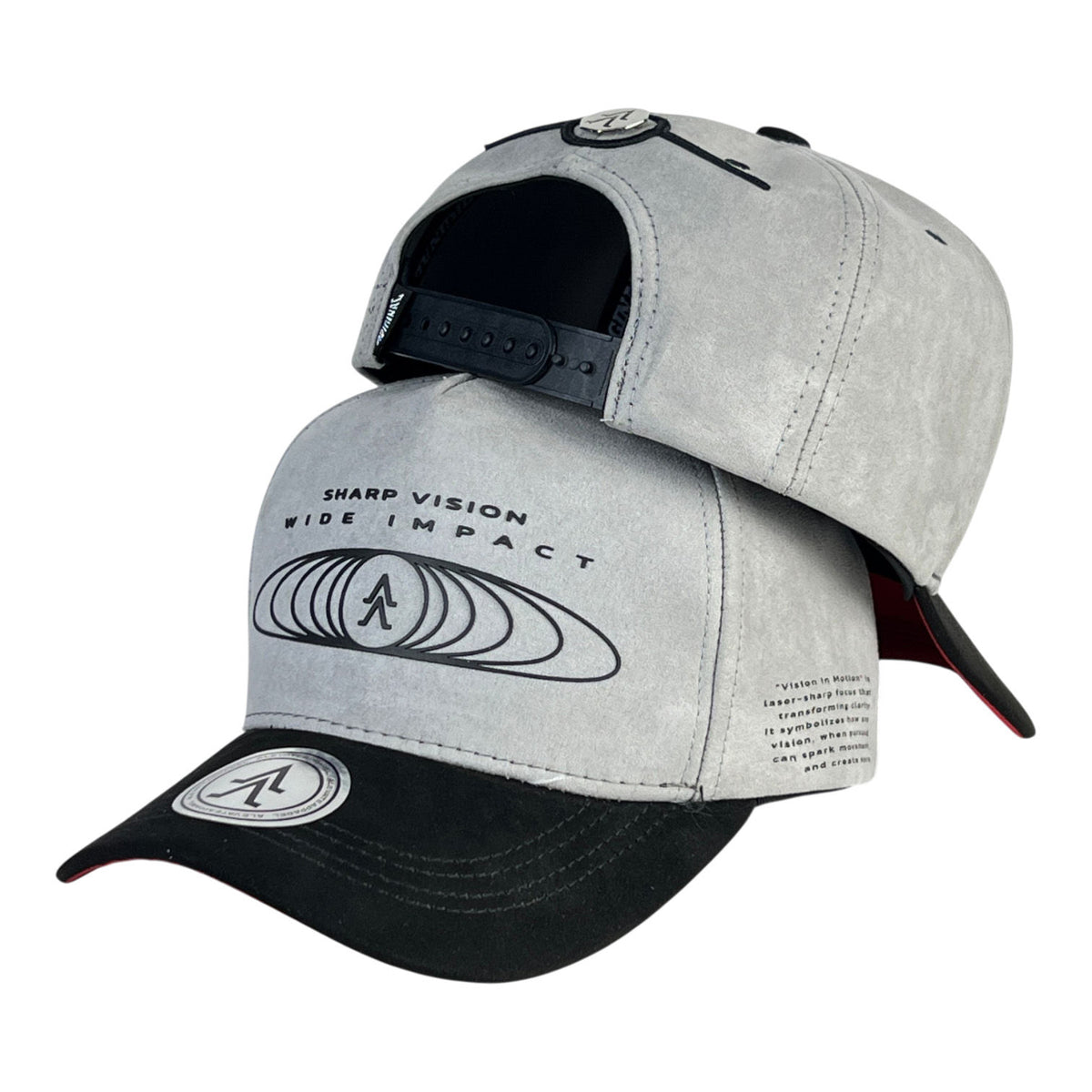Gorra Alevate Gris en Gamuza con Estampado y Visera Negra.