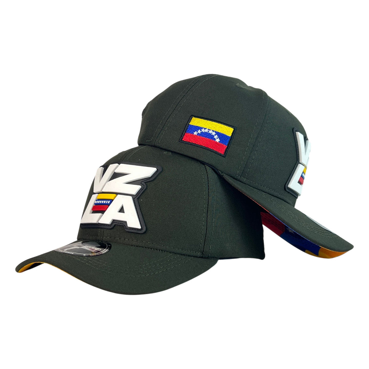 Gorra Venezuela Verde con Bordado en Relieve y Bandera Lateral.
