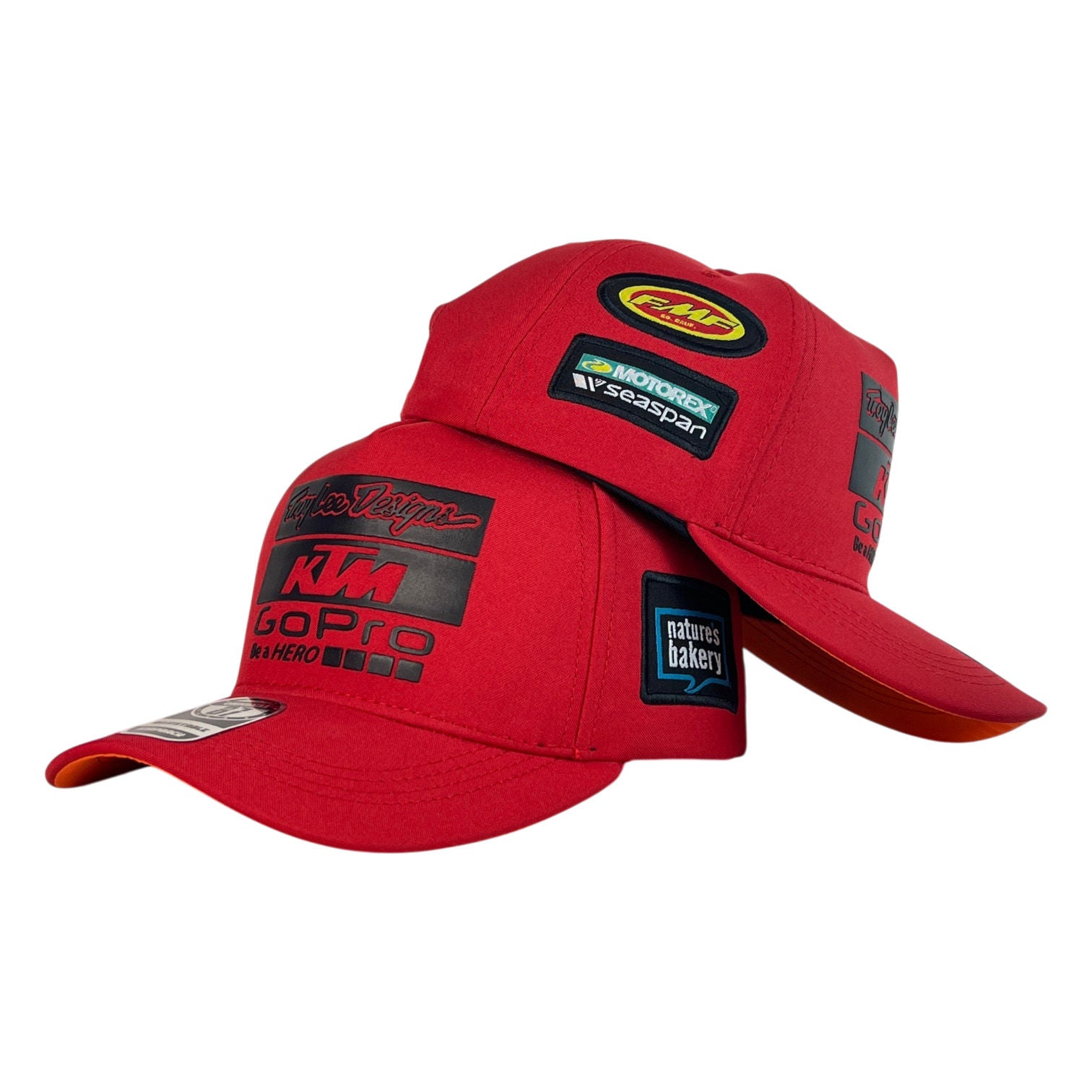 Gorra KTM Roja con Estampado y Parches de Patrocinadores.