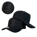 Gorra Amiri Negra en Gamuza con Cristales y Bordado en Relieve.