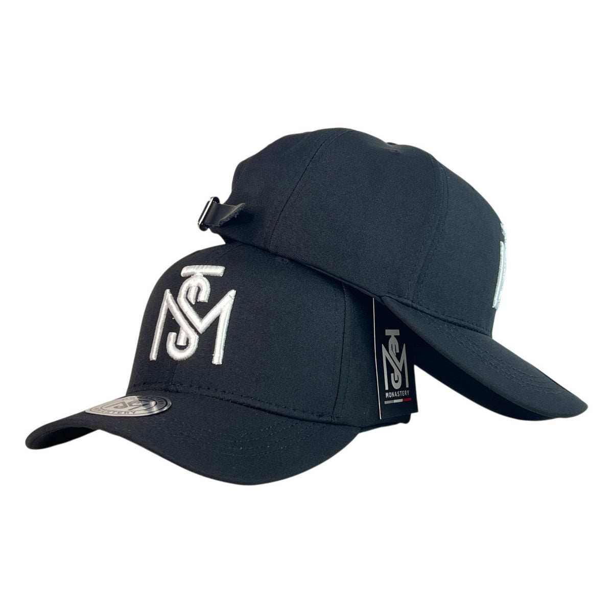 Gorra Monastery Negra con Bordado en Relieve y Cierre de Cuero.