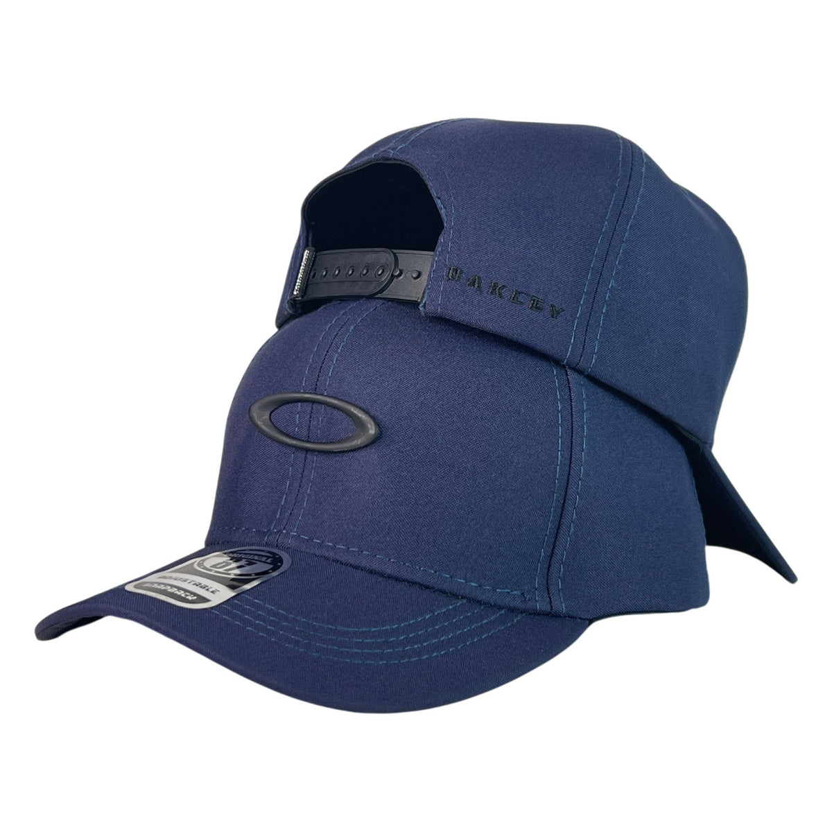 Gorra Oakley Azul con Logo Metálico y Cierre Snapback.