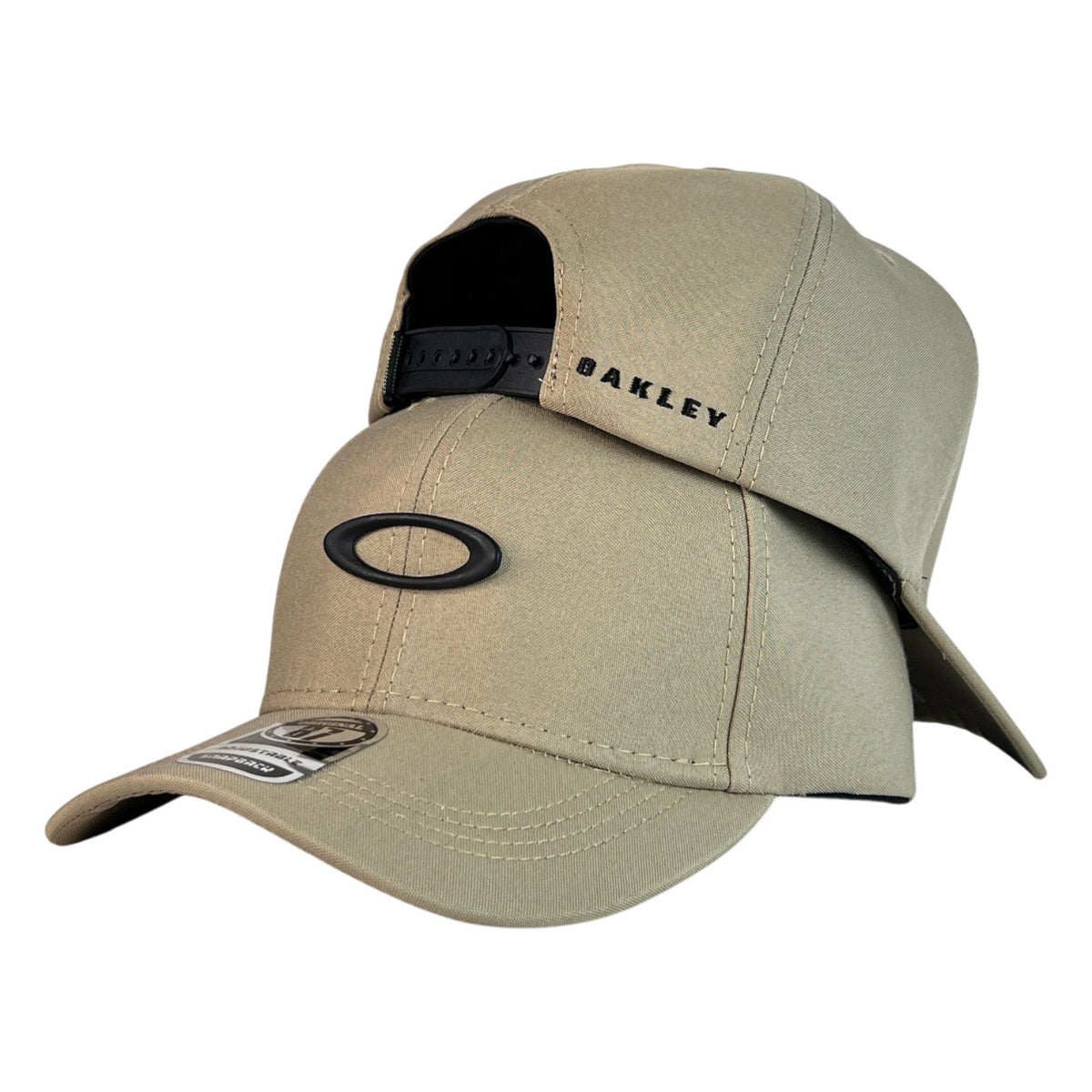 Gorra Oakley Beige con Logo Elíptico y Cierre Snapback.