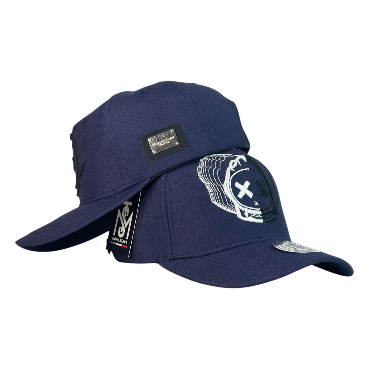 Gorra Monastery Azul con Bordado de Astronauta y Placa Metálica.