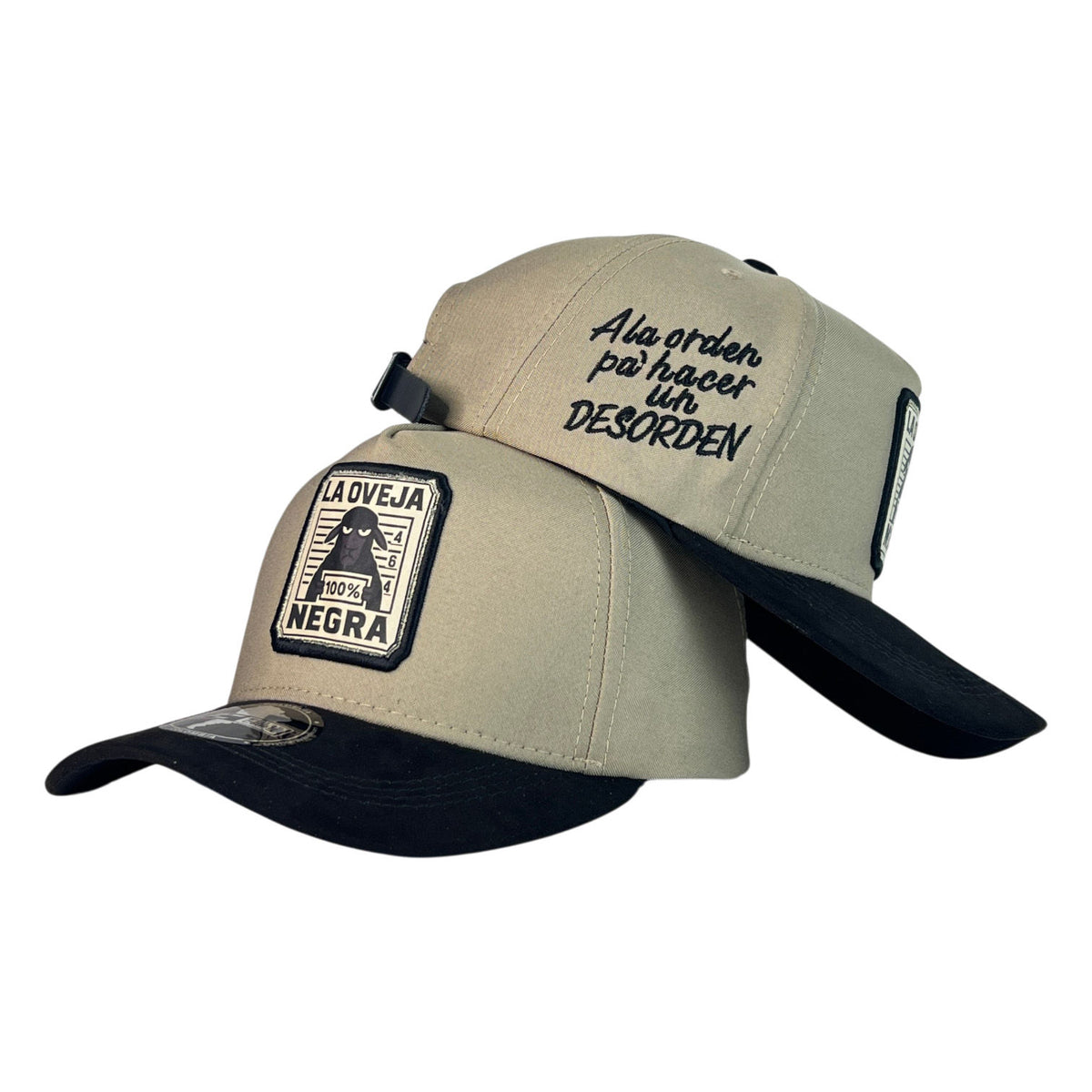 Gorra Full Caps Beige con Bordado de Oveja y Bordado en Relieve.