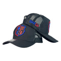 Gorra Barcelona Negra con Malla Negra y Bordado en Relieve.