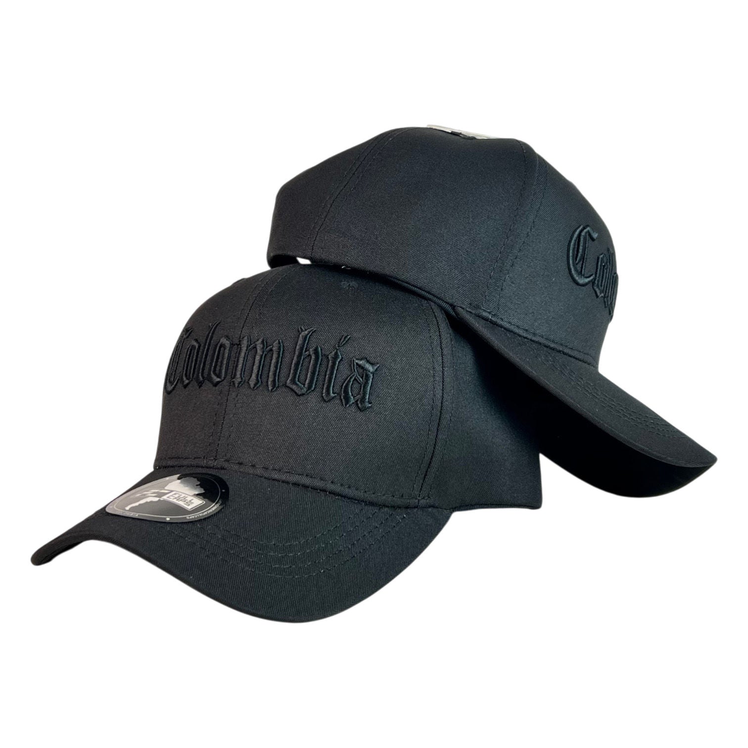 Gorra Colombia Negra con Bordado en Relieve y Estilo Monocromático.