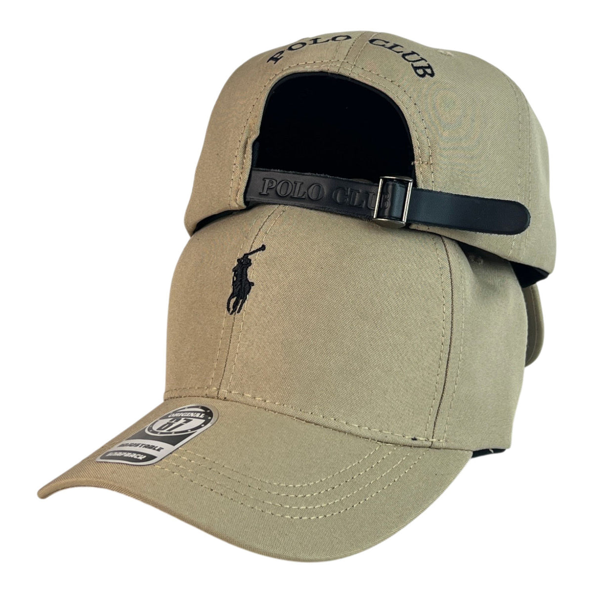 Gorra Polo Beige con Cierre de Cuero y Bordado en Relieve.