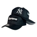 Gorra Supreme Negra con Bordado en Relieve y Parche Lateral.