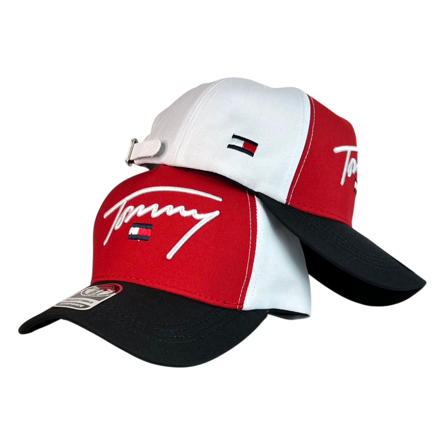 Gorra Tommy Tricolor con Bordado en Relieve y Cierre Metálico.