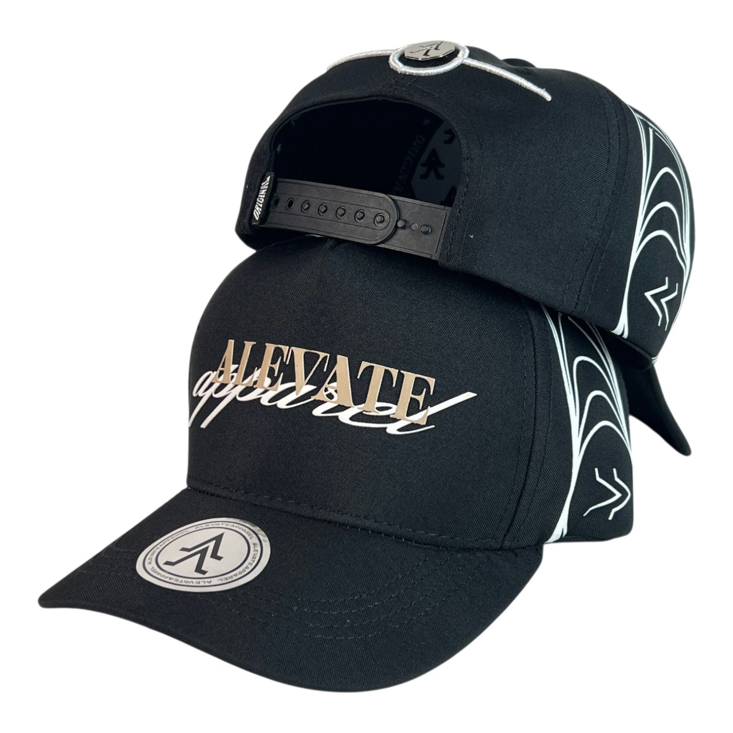 Gorra Alevate Negra con Bordado en Relieve y Estampado Lateral.
