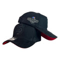 Gorra Equipos Negra en Gamuza con Cristales y Visera Roja.