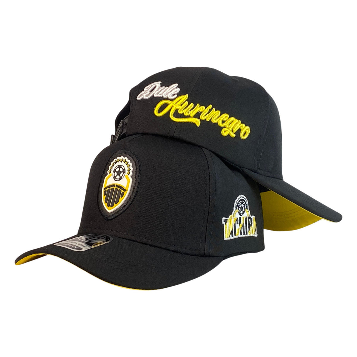 Gorra Venezuela Negra con Visera Amarilla y Bordado en Relieve.