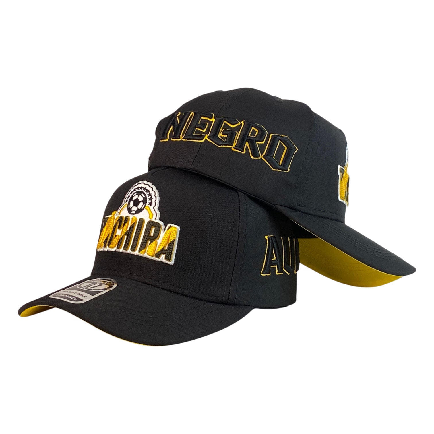 Gorra Venezuela Negra con Bordado en Relieve y Visera Amarilla.