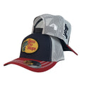 Gorra Bass Pro Shop Azul con Malla Blanca y Visera Roja.