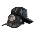 Gorra Bass Pro Shop Negra con Malla Negra y Estampado Camo.