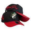 Gorra Bass Pro Shop Negra con Visera Roja y Bordado en Relieve.