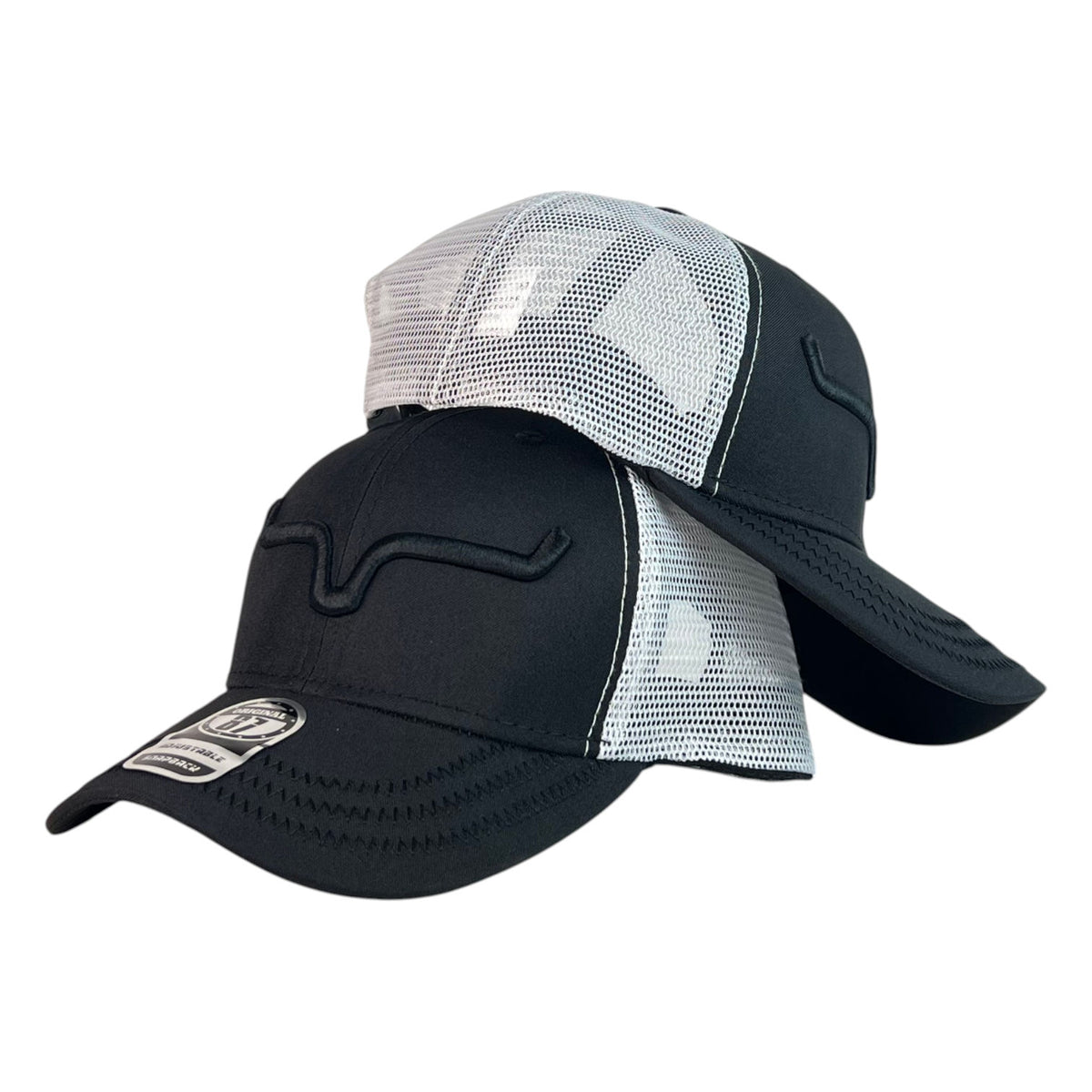 Gorra Kimes Ranch Negra con Malla Blanca y Bordado en Relieve.