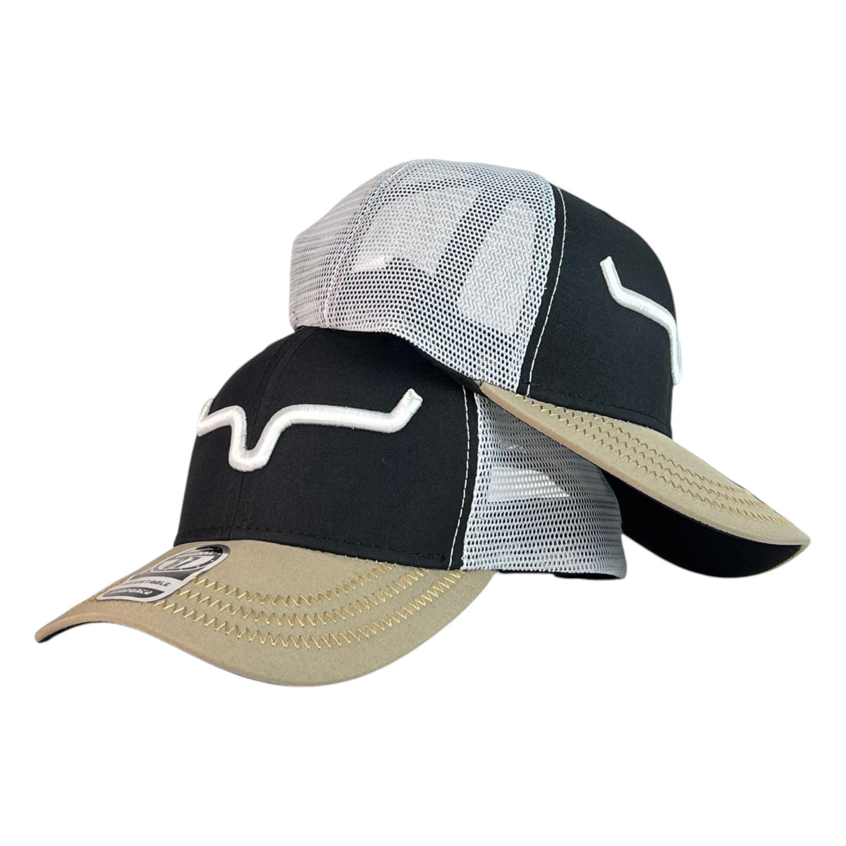 Gorra Kimes Ranch Negra con Malla Blanca y Visera Beige.