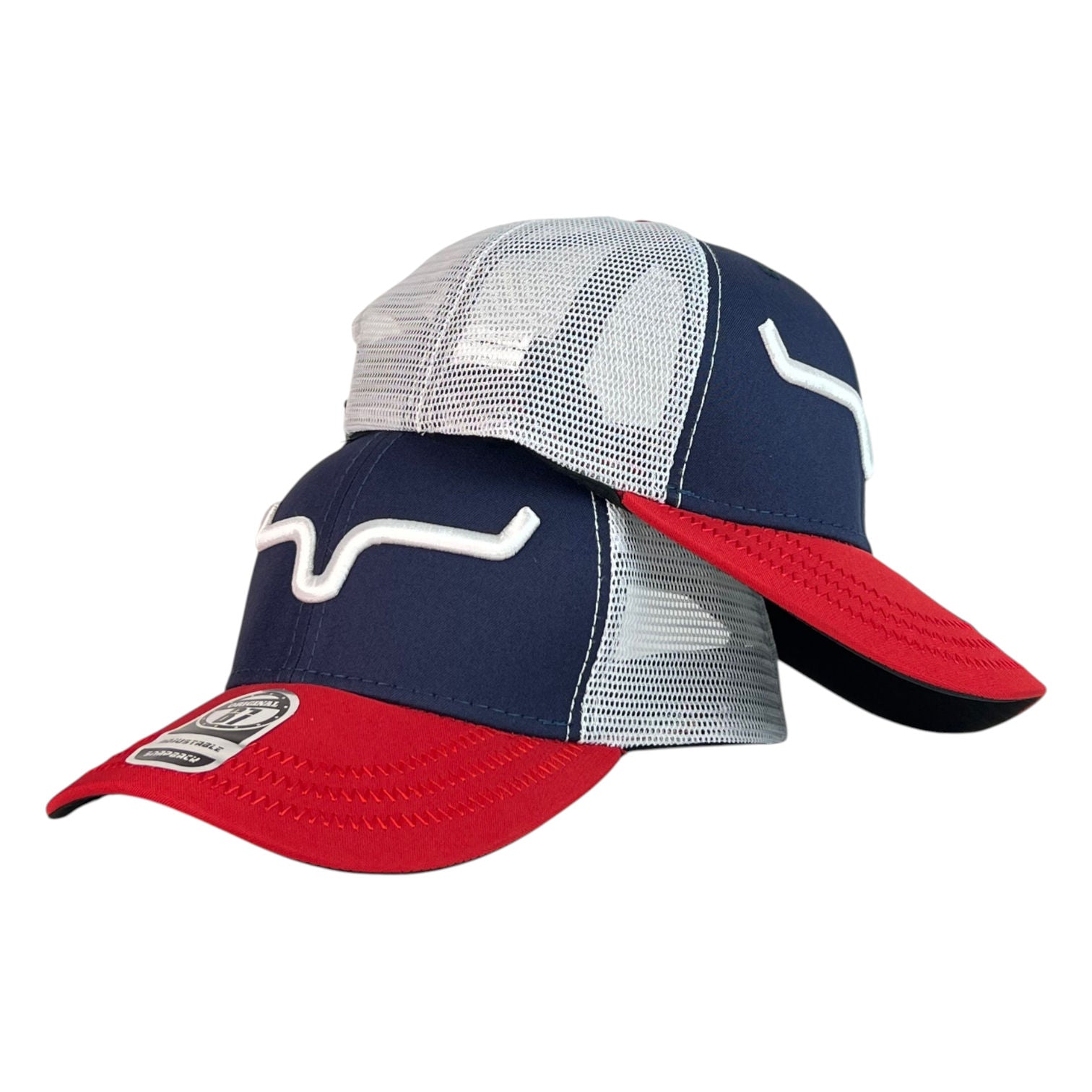 Gorra Kimes Ranch Azul con Malla Blanca y Bordado en Relieve.