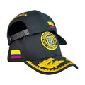 Gorra Colombia Negra con Bordado de Escudo y Visera con Laurel.