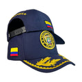 Gorra Colombia Azul con Escudo Bordado y Visera con Laurel.