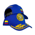 Gorra Colombia Azul con Bordado de Escudo y Visera con Laurel.